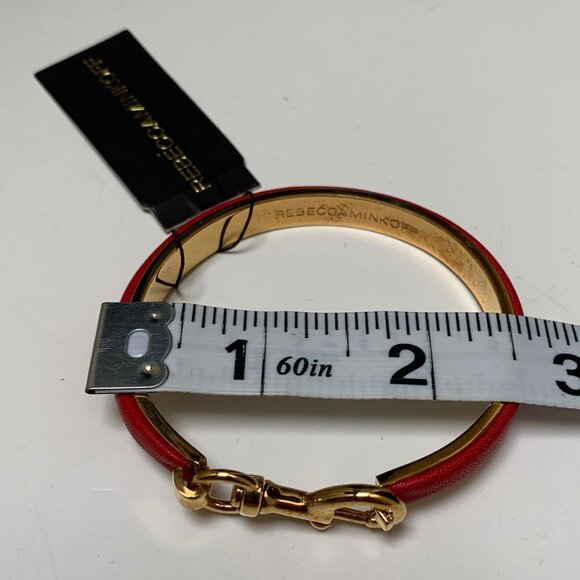 BNWT-Rebecca Minkoff Red Leather and Goldtone Bangle Bracelet - Picture 3 of 4